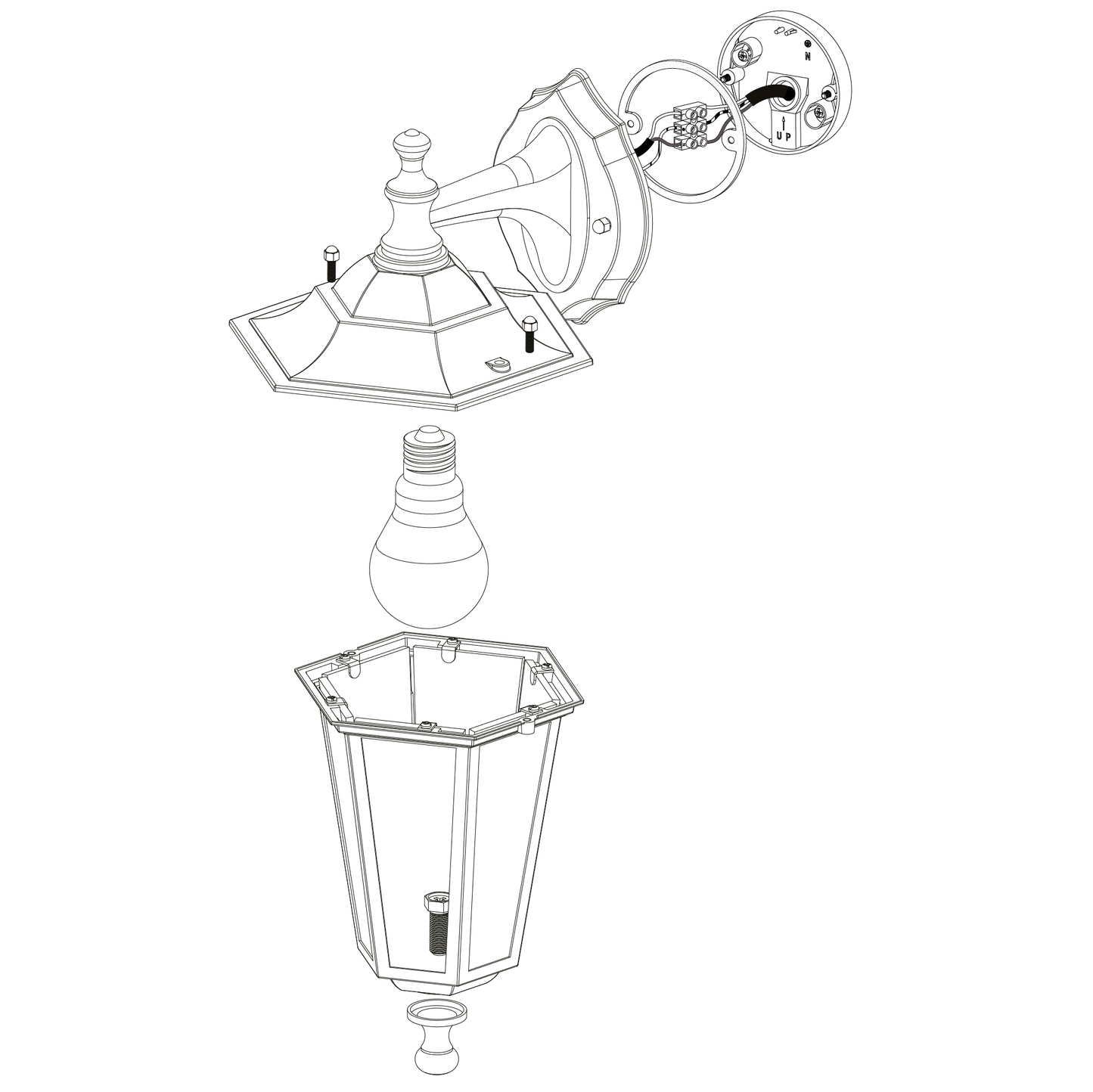 22462 LATERNA 5 wall light cast in white aluminum with clear glass