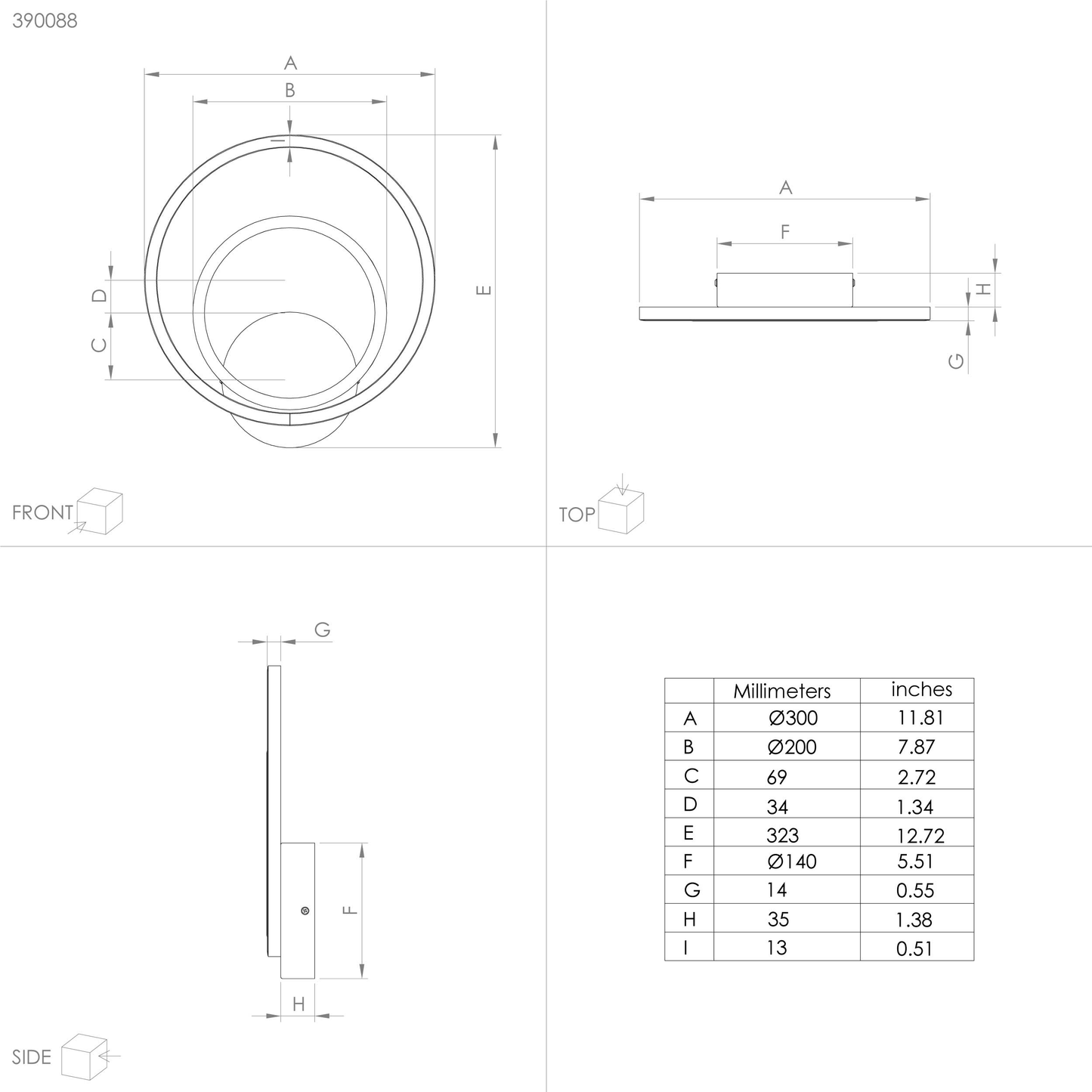 390088 LANACERA wall lamp, white plastic, black aluminum, and gold.