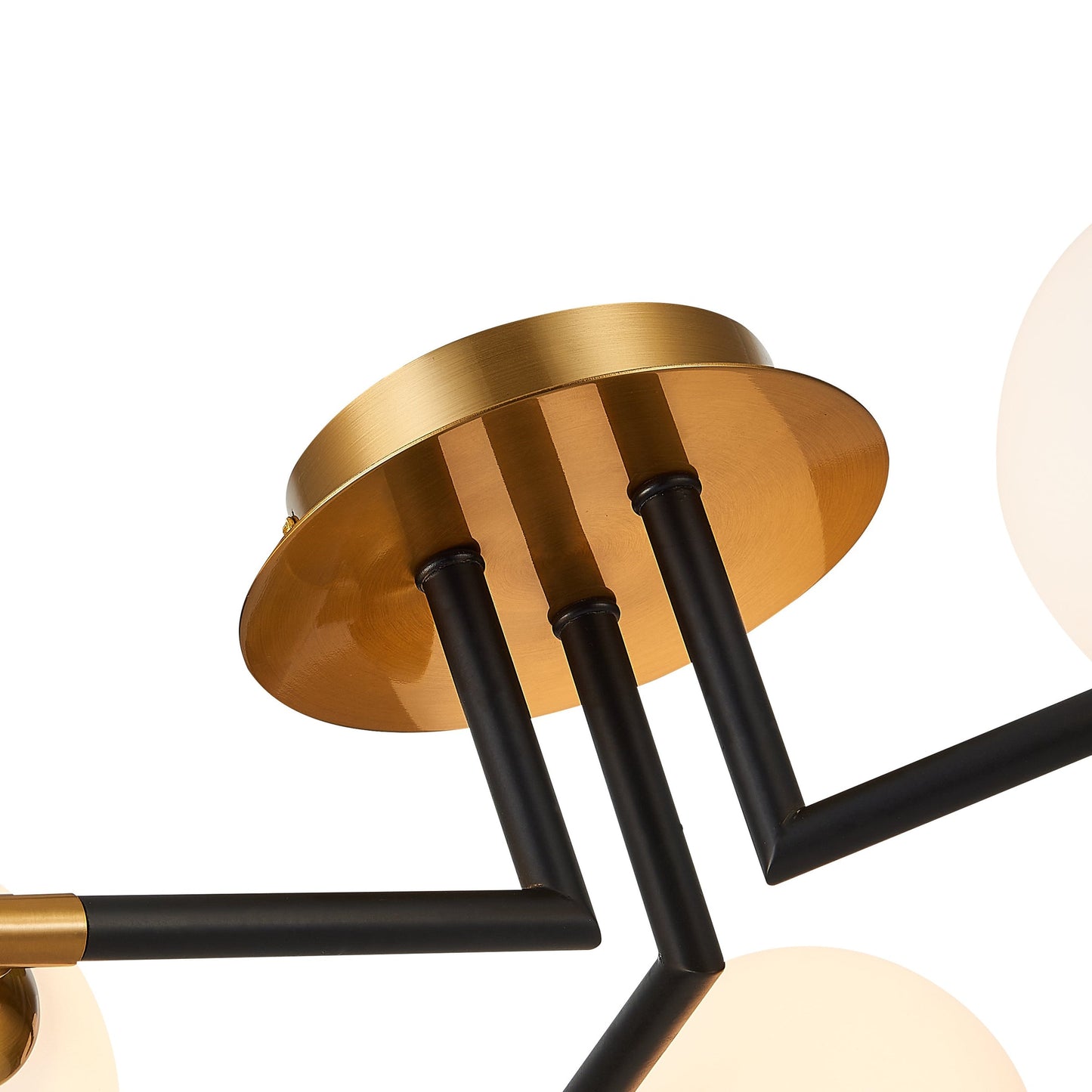 LX-Batley 3 Bulbs Matt Black Antique Brass Flush Ceiling Light LXBATL040MB3FLUS