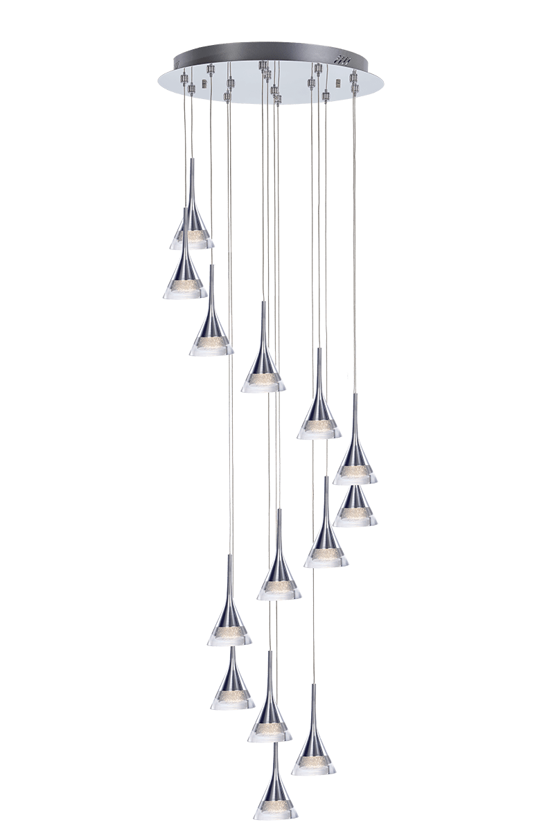 LED Ceiling Pendant with 14 Adjustable Lights by Jewel in Polished Chrome MD15003012-14A