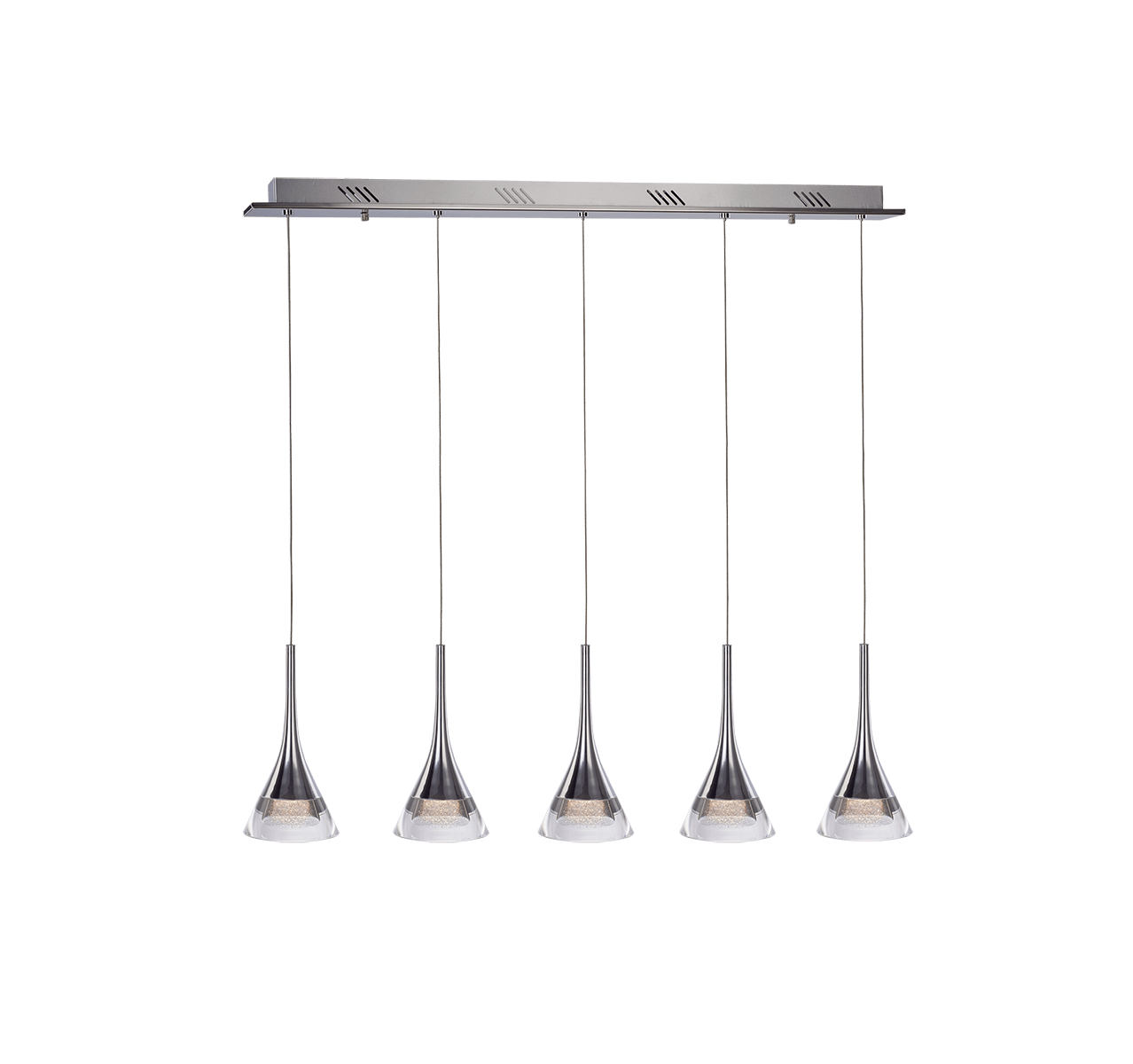 LED Ceiling Bar Pendant In Polished Chrome Finish, Jewel 5 Light Bar Adjustable MD15003012-5B
