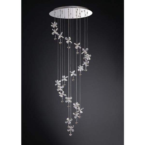 Aviva LED Crystal Spiral Pendant 20 Light 4000K LED Polished Chrome Frame Diyas IL31144
