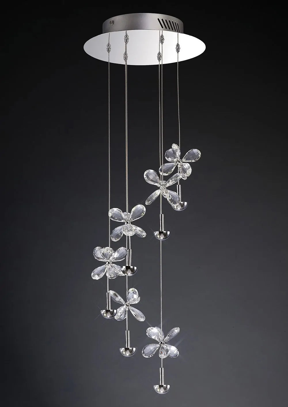 Aviva LED Crystal Spiral Pendant 6 Light 4000K LED Polished Chrome Frame Diyas IL31141