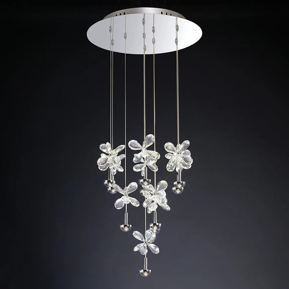 Diyas IL31145 Aviva 10 Light 4000K LED Polished Chrome Frame LED Crystal Pendant