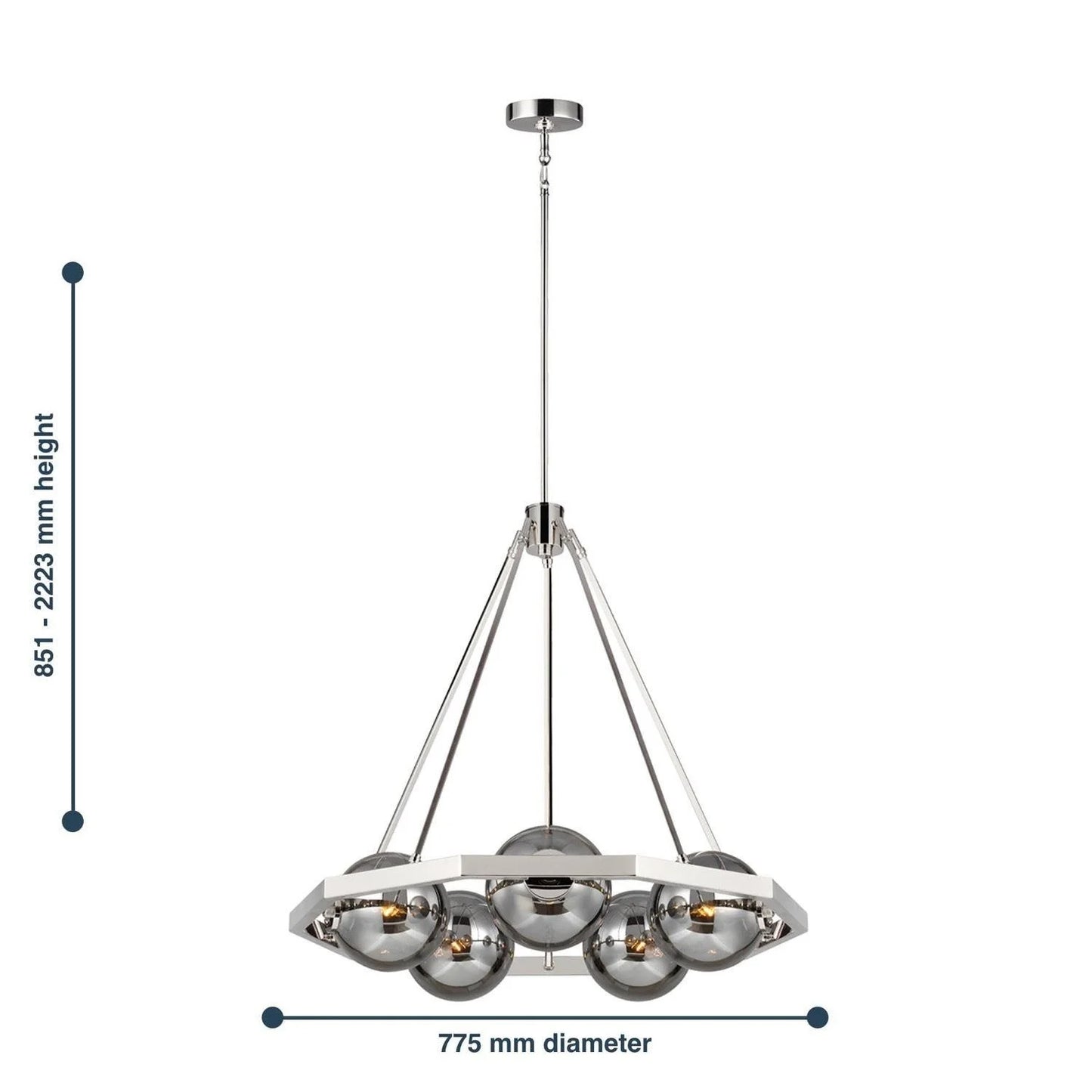 Quintessentiale Harper 5 Light Chandelier in Polished Nickel QN-HARPER5