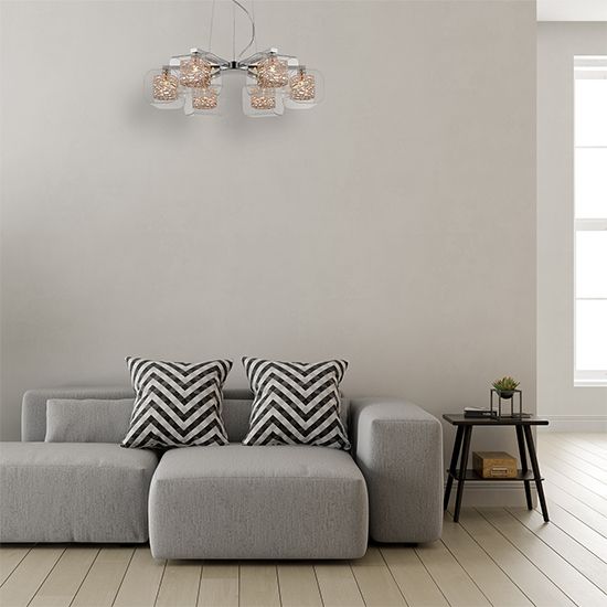 LX-Holland LXHOLL060CP6DECO 6 Clear Glass Shade Bulbs Decorative Ceiling Pendant Light
