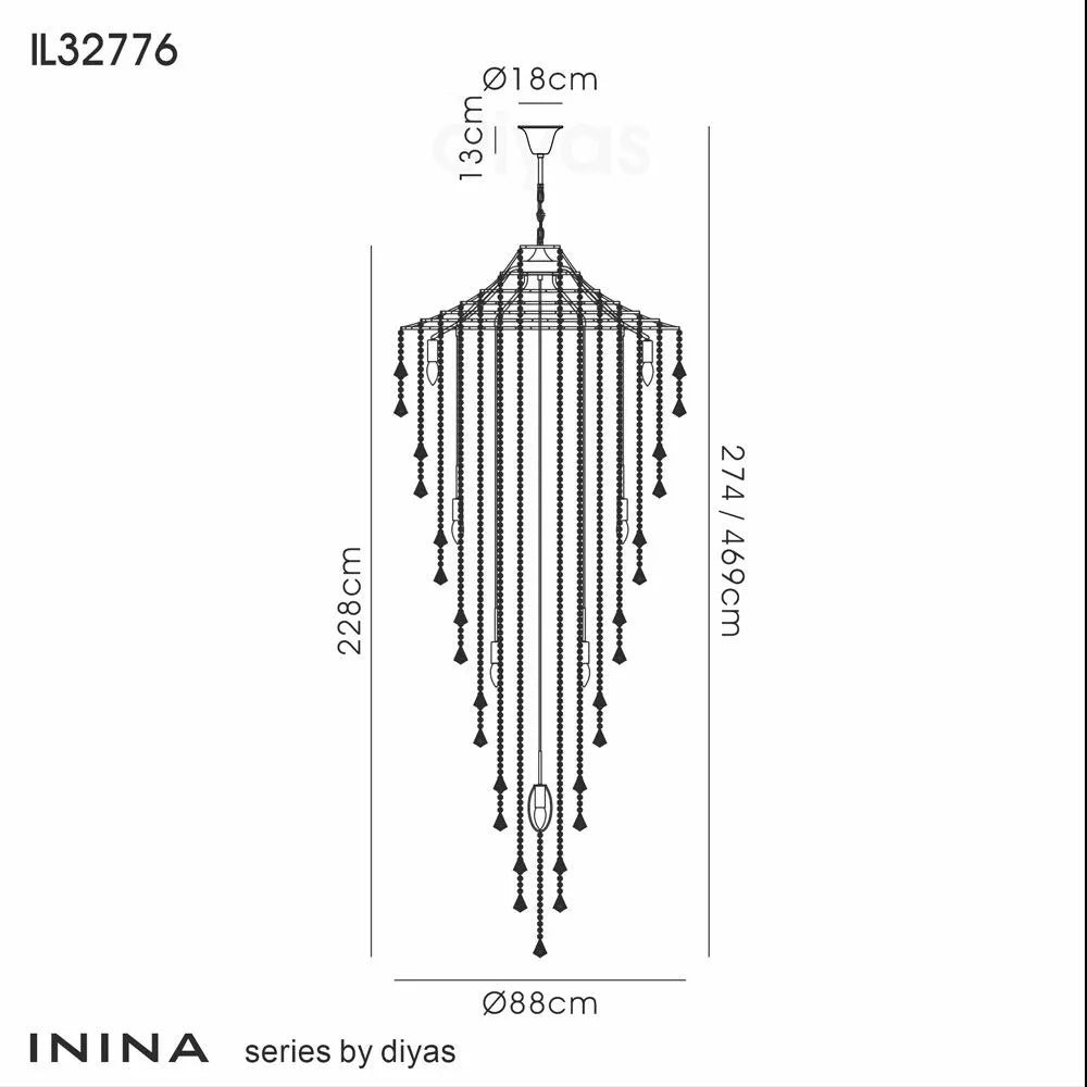 IL32776 by Diyas Inina 15 Light Tall Pendant, E14 French Gold.