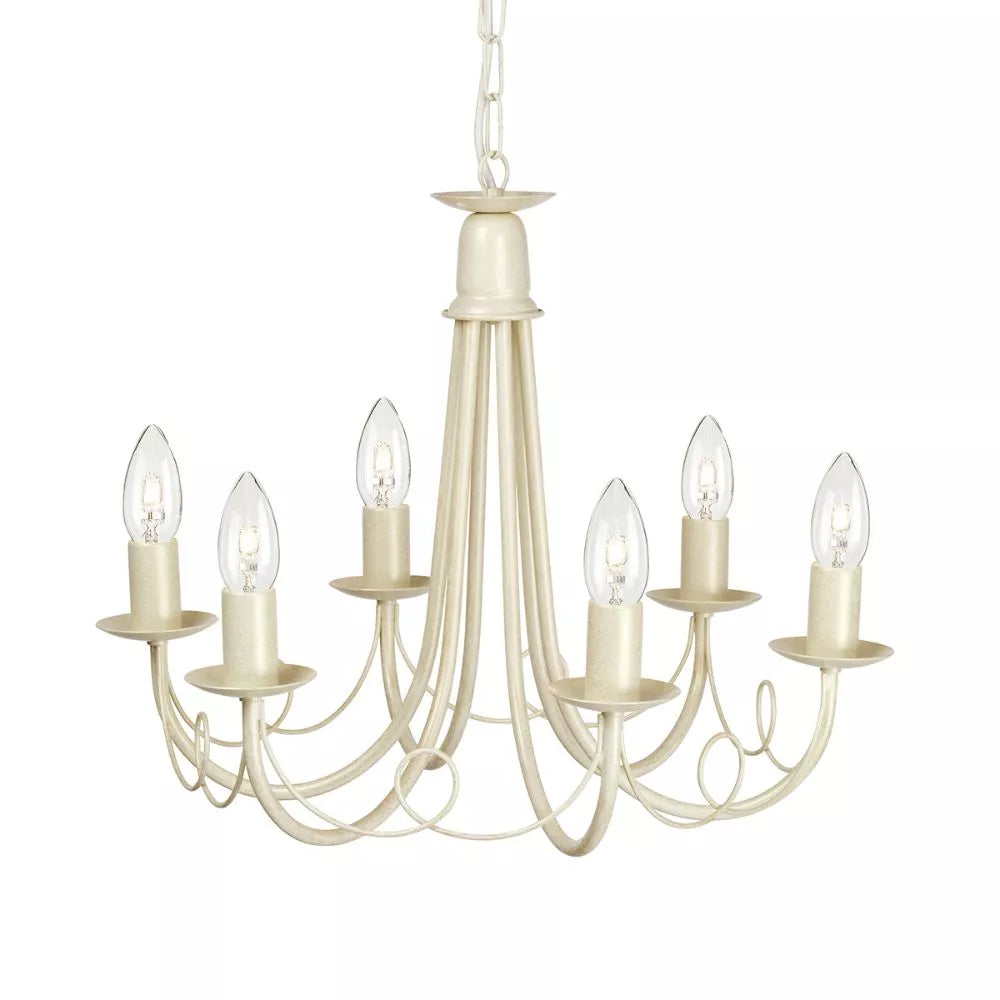 Ivory Gold Elstead Minster 6 Light Chandelier ELS/MN6 IV/GOLD
