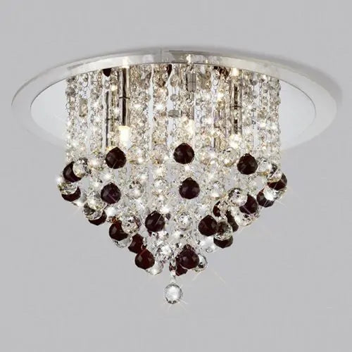 Diyas IL30009BL Atla Ceiling 6 Light Polished Chrome/Acrylic Trim/Crystal Includes 25 Extra Black Crystal Spheres