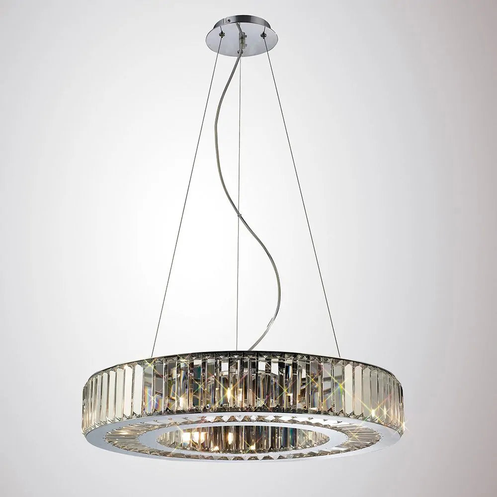 Torre Crystal 9 Light Pendant with Polished Chrome Frame by Diyas IL30079
