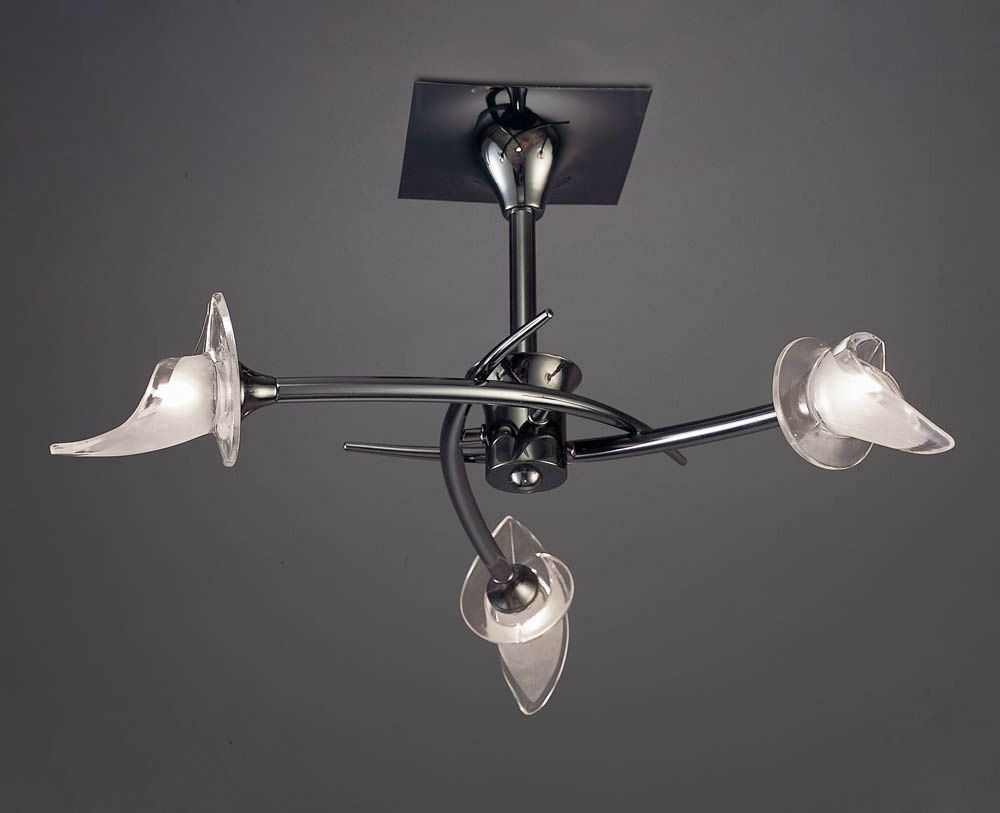 M0306BC Mantra Flavia Semi Flush Ceiling 3 Light Round Black Chrome