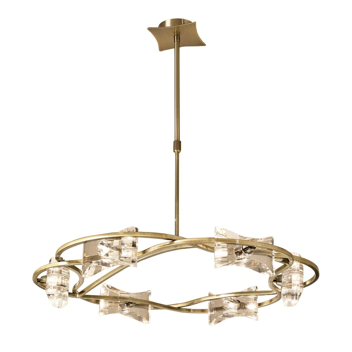 M0887AB Mantra Kromo Telescopic 6 Light Ceiling Fitting Antique Brass