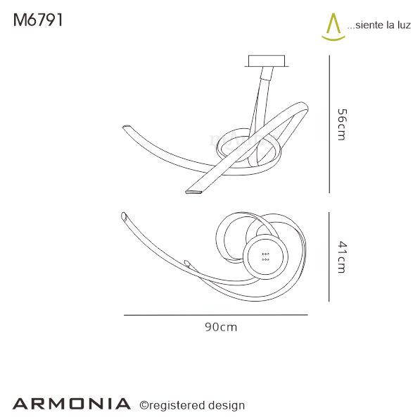 M6791 Mantra Armonia Medium Semi Flush Ceiling Fitting 60W LED 3000K 4500lm White Titanium