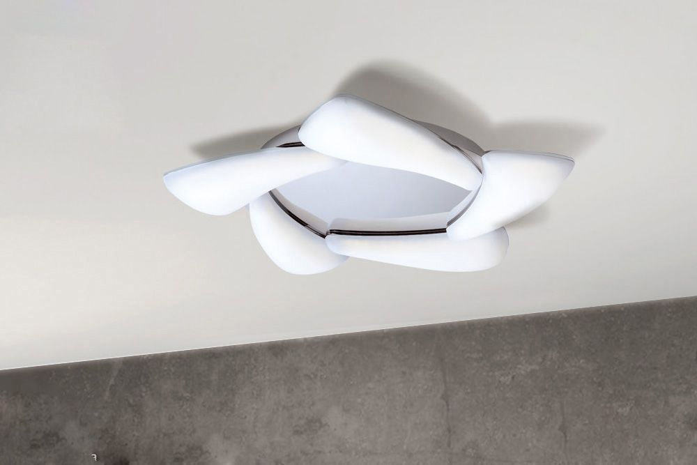 M3807 Mantra Mistral Flush Ceiling Fitting LED Polished Chrome Frosted Acrylic