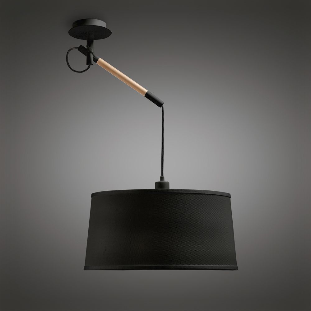 M4929 Mantra Nordica Multi Position Pendant Black Shade 1 Light E27 Matt Black Beech Black Shade