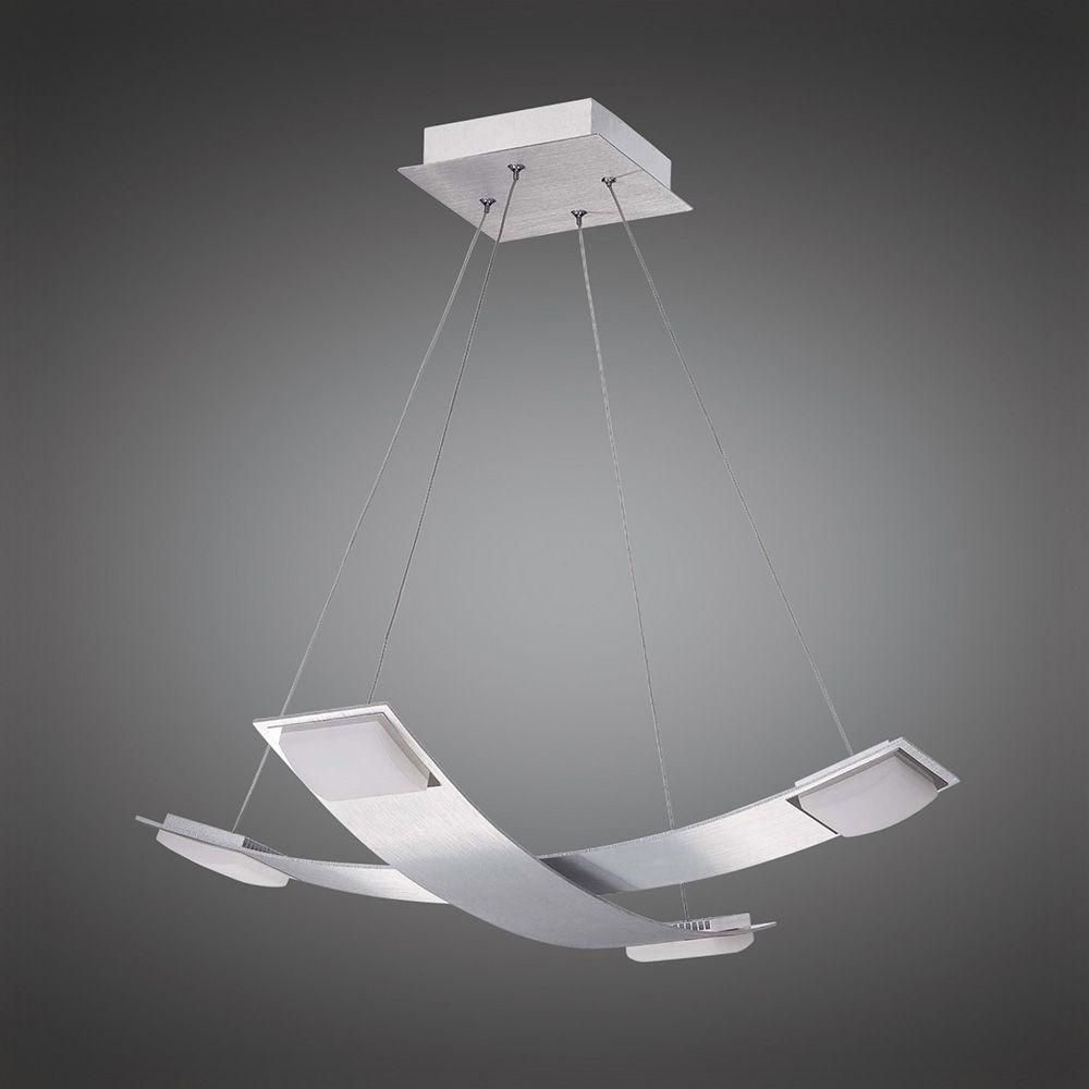 M8331 Mantra Thea Pendant 4 Light 28W LED 3000K 2520lm Satin Aluminium Frosted Acrylic