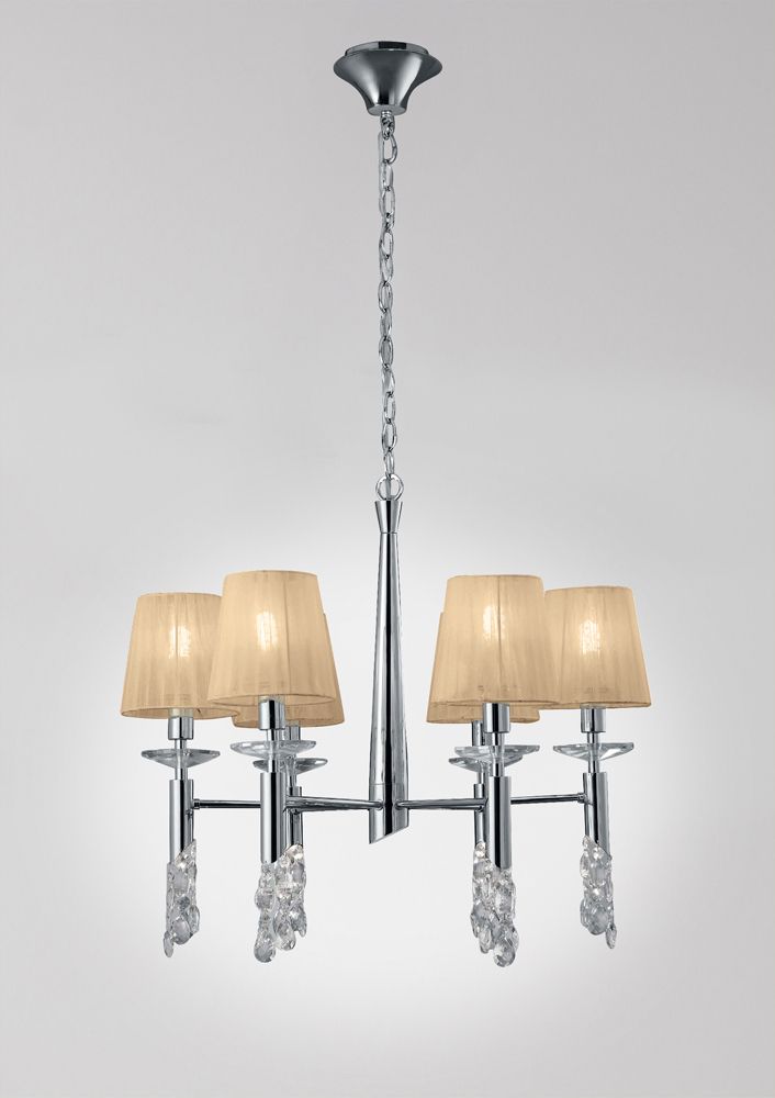 M3851 Mantra Tiffany Pendant Fitting 12 Light Polished Chrome Soft Bronze Shades Clear Crystal