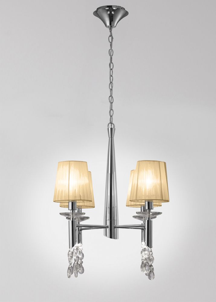 M3852 Mantra Tiffany Pendant Fitting 8 Light Polished Chrome Soft Bronze Shades Clear Crystal