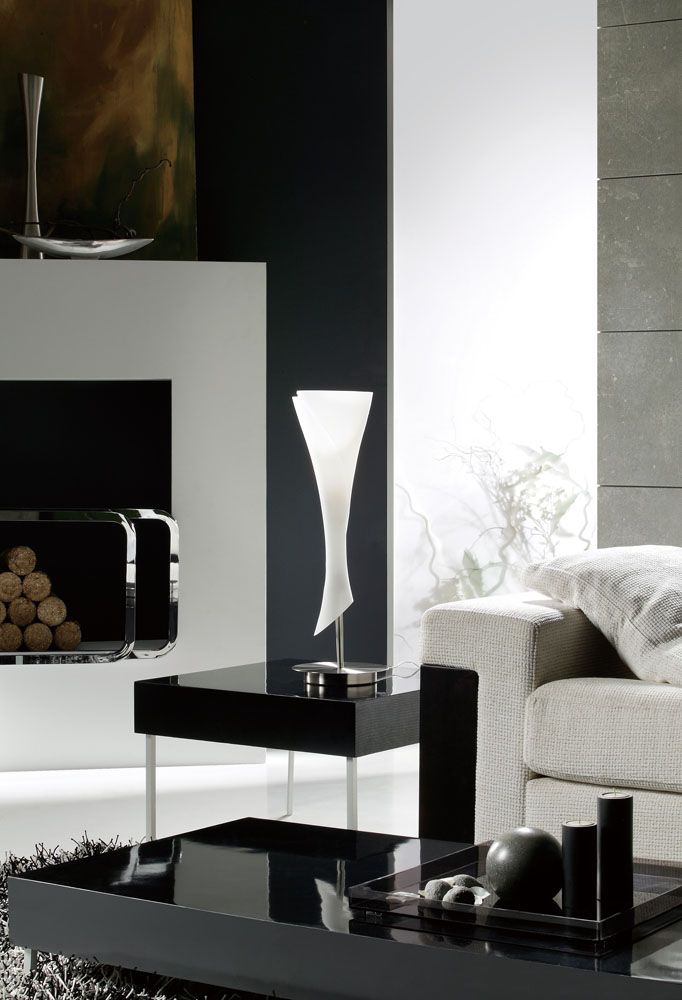 M0774 Mantra Zack Single Light Opal Glass And Matt Nickel Table Lamp