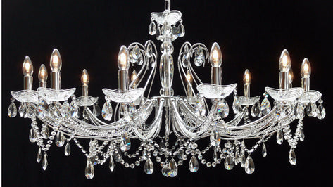 Polished chrome P-1524/12 Concerto 12 Light Pear Shaped Crystal Multi Arm Light