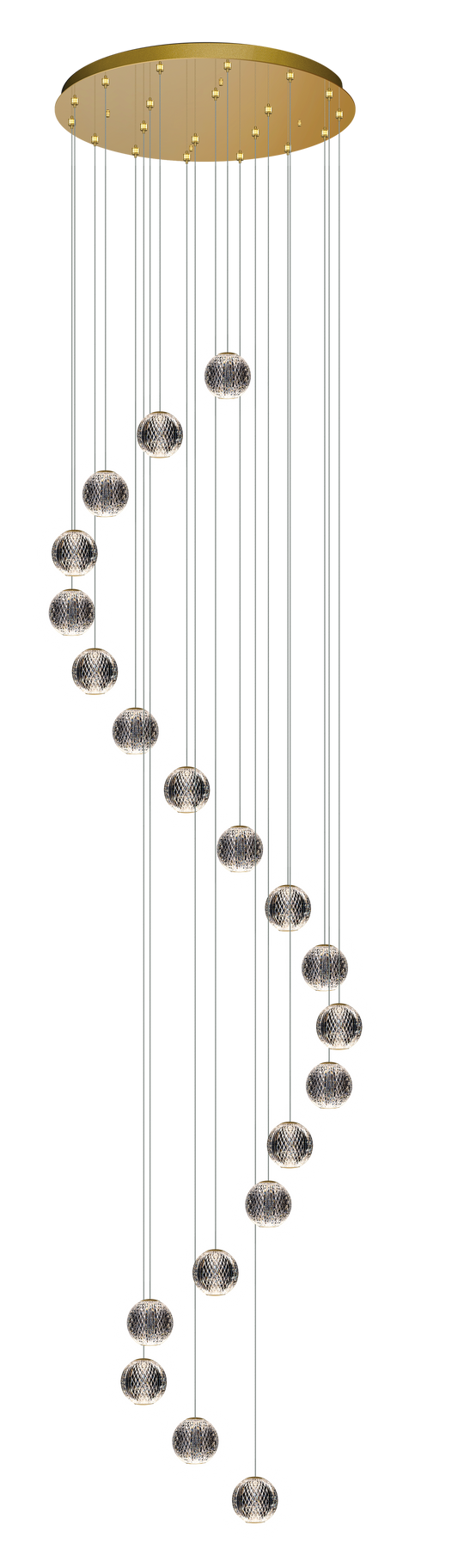 Round Diamante gold MD20001012-20AGOL Diamante 20LT LED Round Spiral Pendant Gold