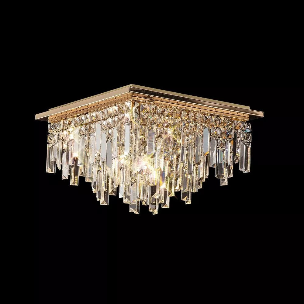 IL31812 Diyas Maddison 6 Light Square Flush Ceiling Fitting French Gold/Crystal