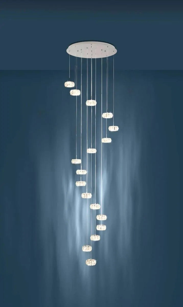 Corliano 1 39546 Eglo Pendant LED 17 Light Chrome/Crystal