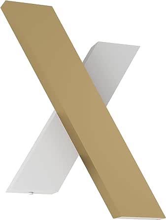 390228  BREZZARA wall lamp in steel, gold, white, and white plastic