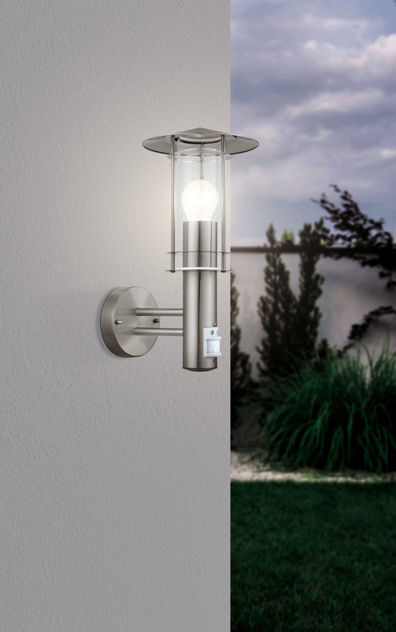 30185  LISIO stainless steel wall lamp stainless steel / clear glass