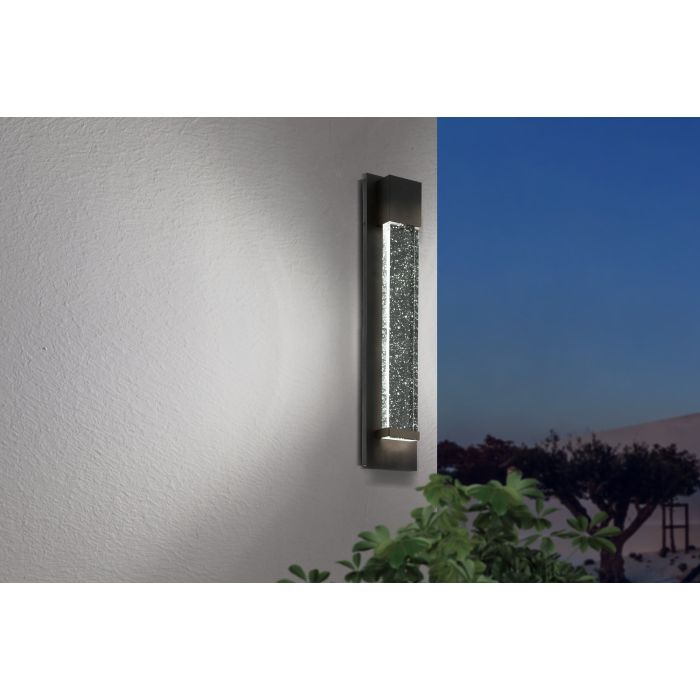 98154  VILLAGRAZIA wall light in black aluminum and clear glass with air bubbles