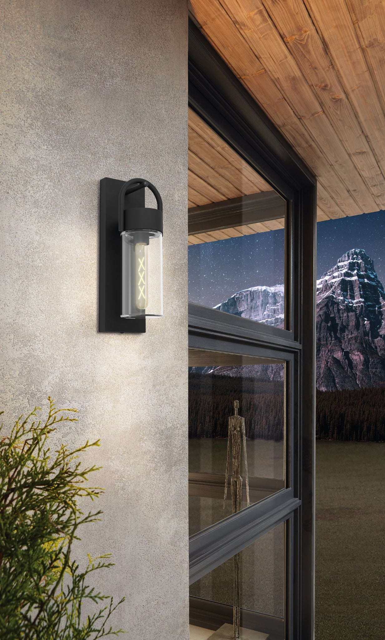 900285  CARRARO wall light steel black / glass clear
