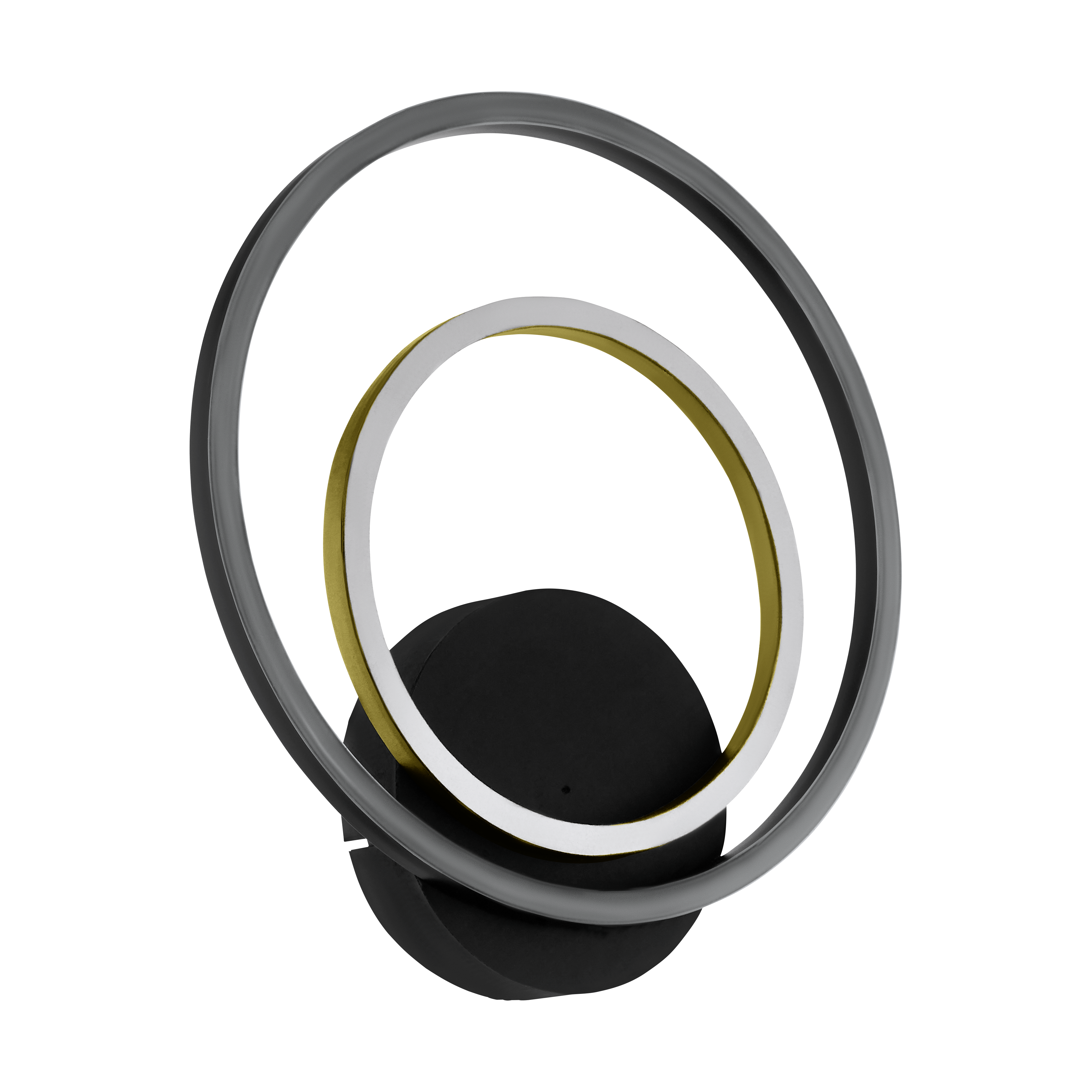 390088 LANACERA wall lamp, white plastic, black aluminum, and gold.