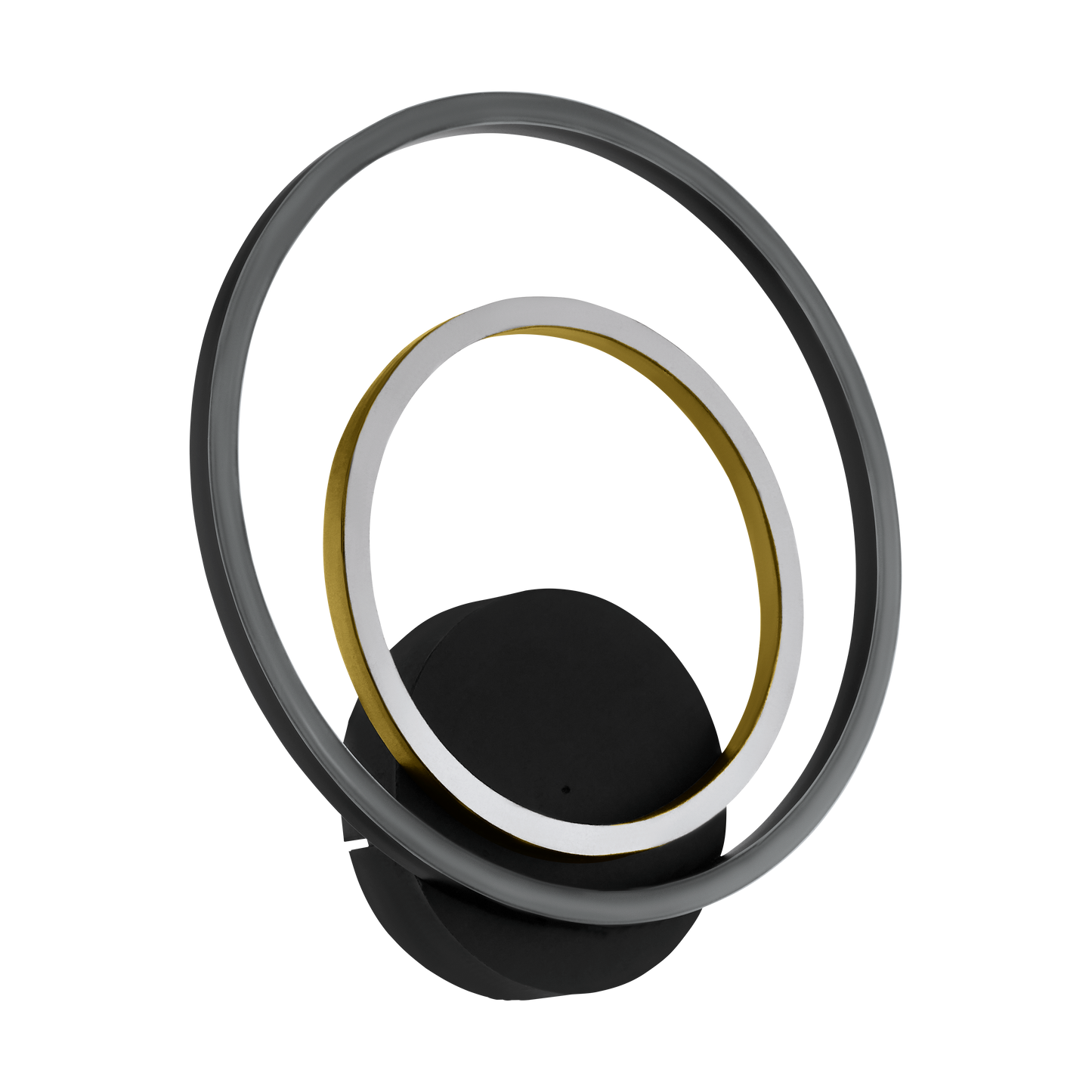 390088  LANACERA wall lamp, white plastic, black aluminum, and gold.