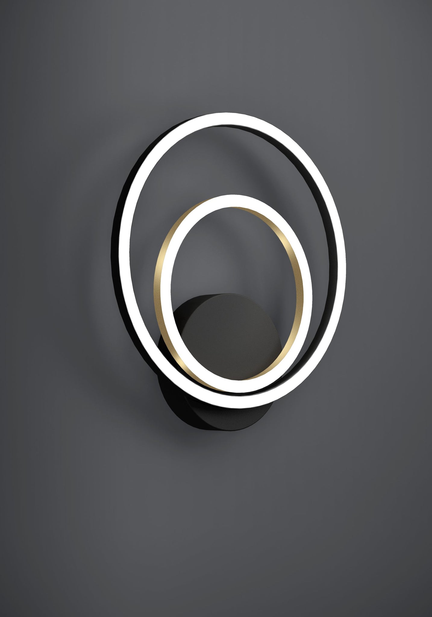 390088  LANACERA wall lamp, white plastic, black aluminum, and gold.