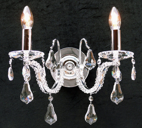 603/2 Mozart Polished Chrome Pear Shaped Crystal Wall Light
