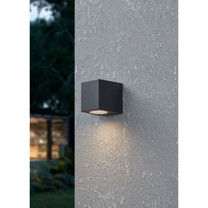 900275 JABAGA Outdoor wall light is made of black plastic and transparent plastic.