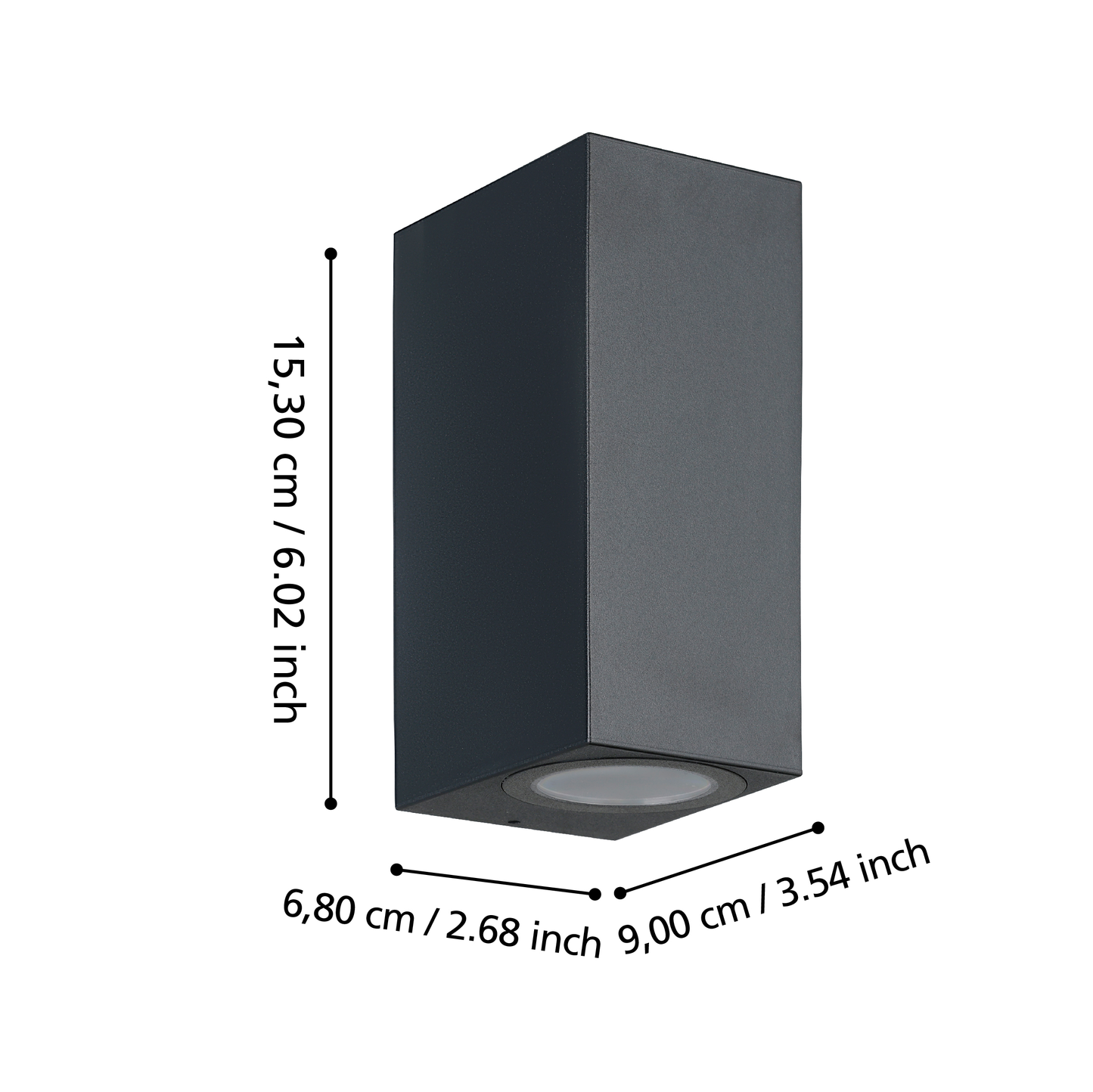 900276 JABAGA wall lamp in transparent plastic and black plastic.