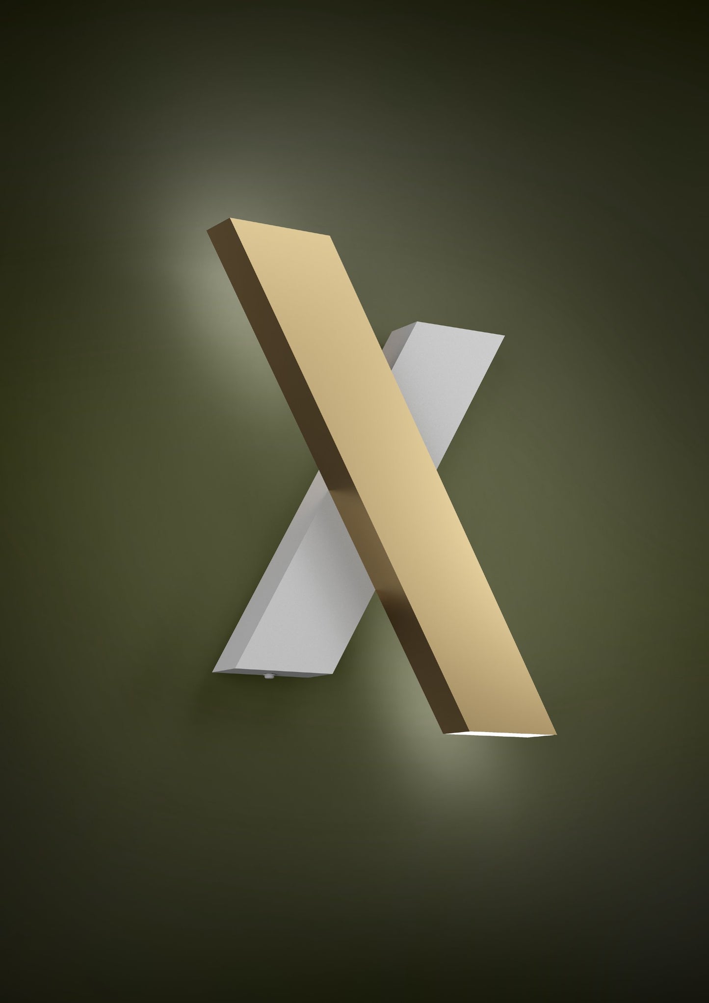 390228  BREZZARA wall lamp in steel, gold, white, and white plastic