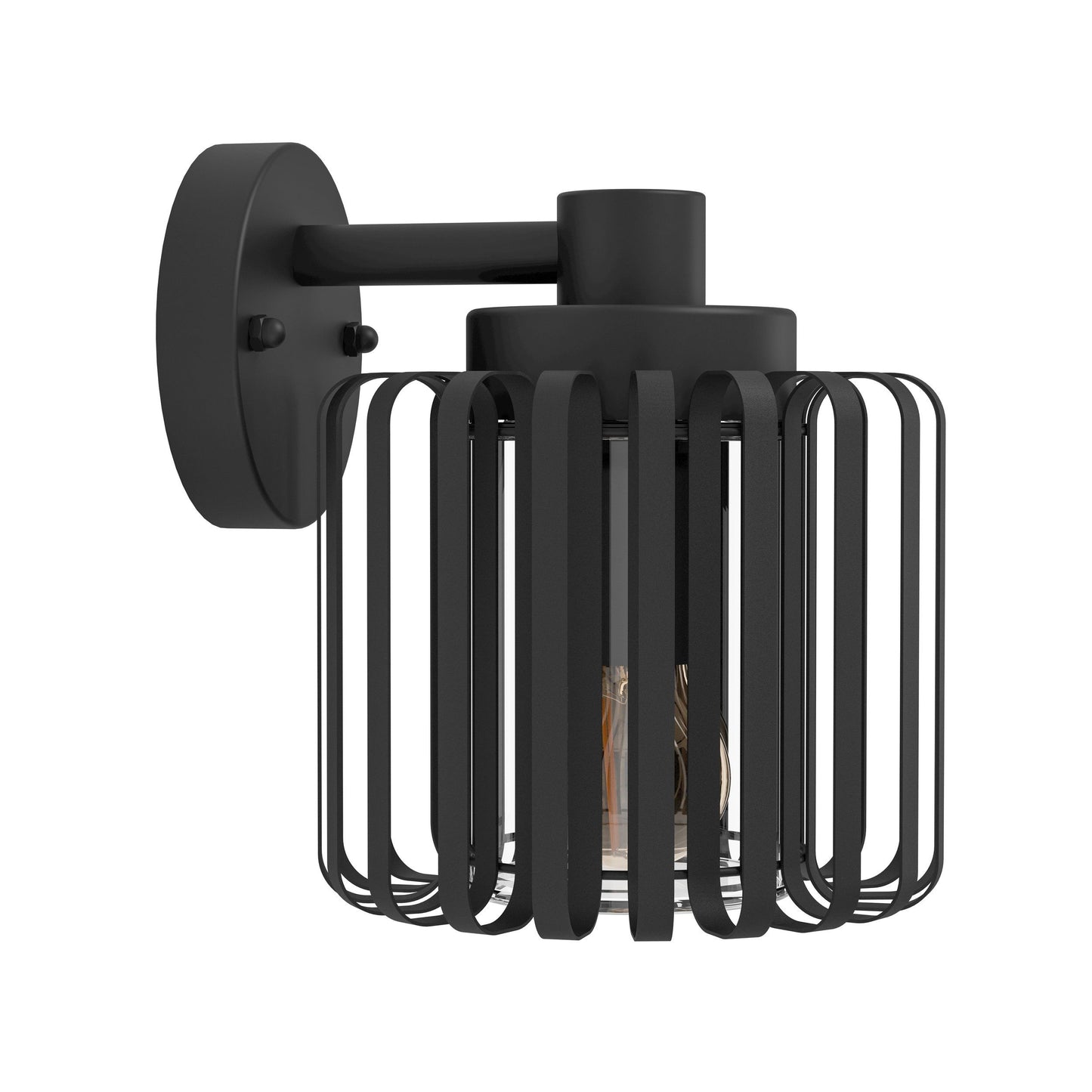 900672  SELINUS wall lamp, black steel and clear glass.