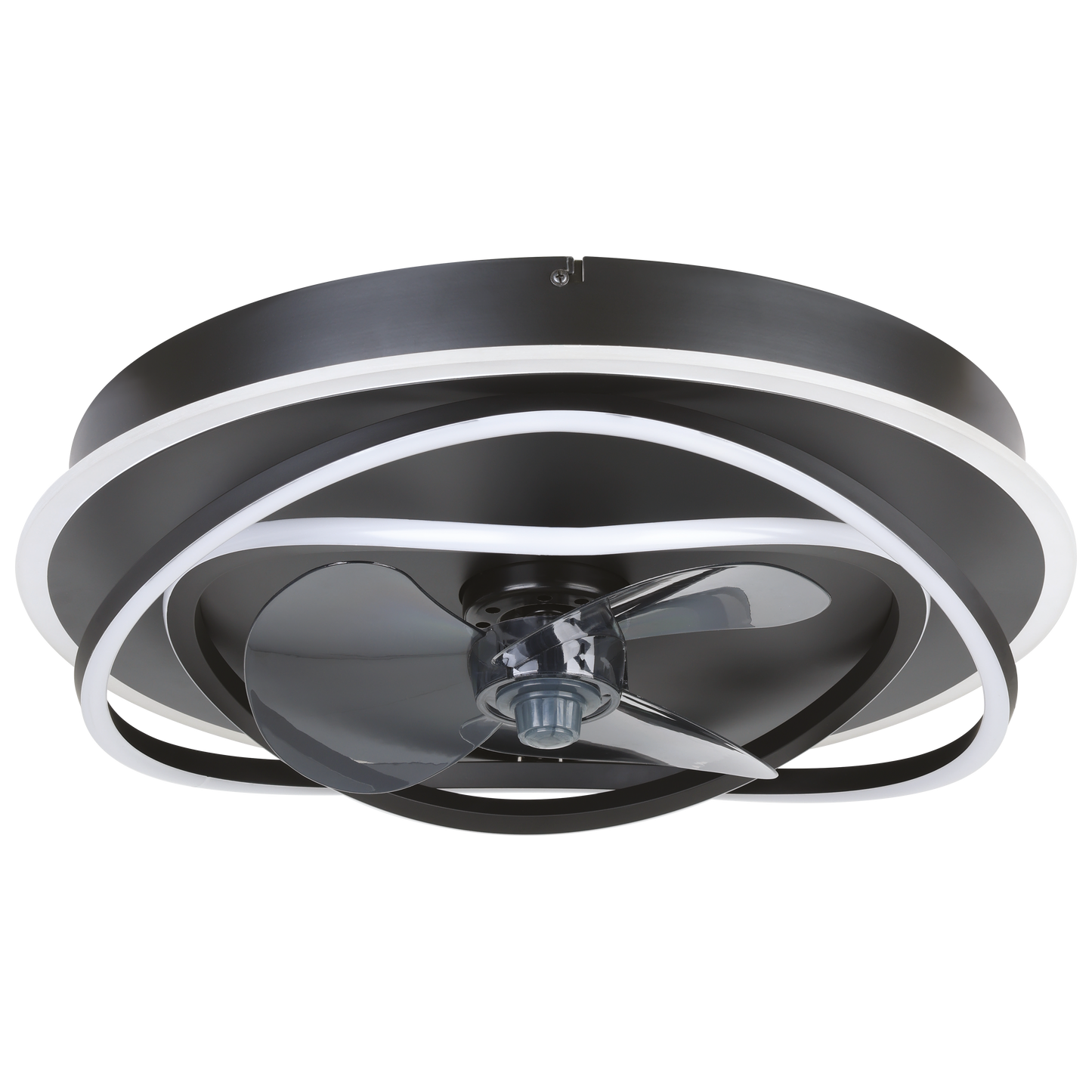 35146  NAMORI ceiling light with fan ABS black / acrylic milky