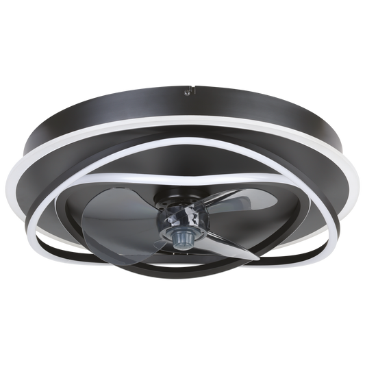 35146  NAMORI ceiling light with fan ABS black / acrylic milky