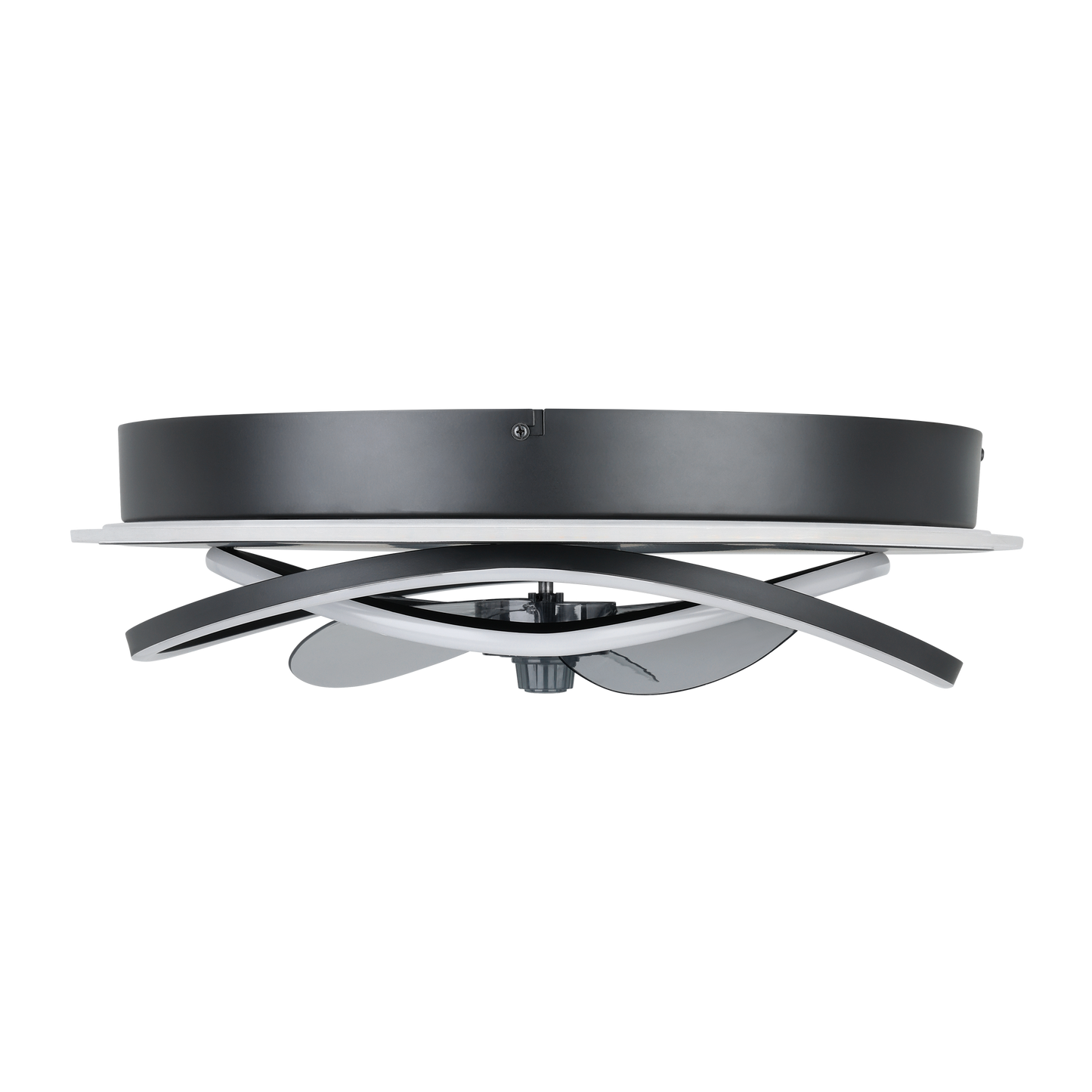 35146  NAMORI ceiling light with fan ABS black / acrylic milky