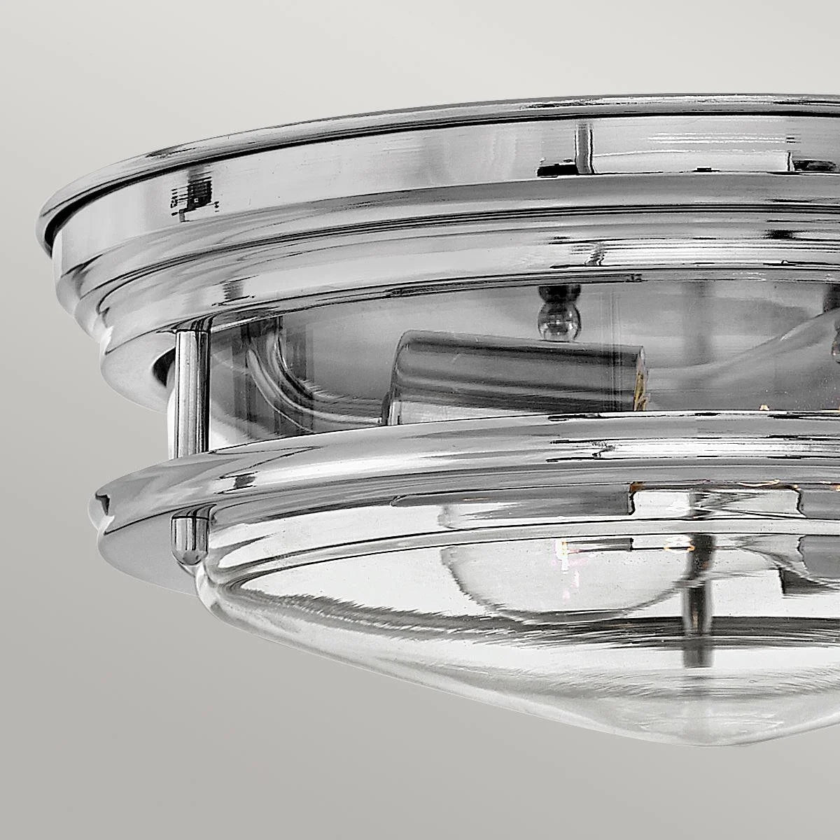 Quintessentiale QN-HADRIAN-FS-CM-CLEAR Hadrian 2 Light Flush Ceiling Fitting Chrome with Clear Glass IP44