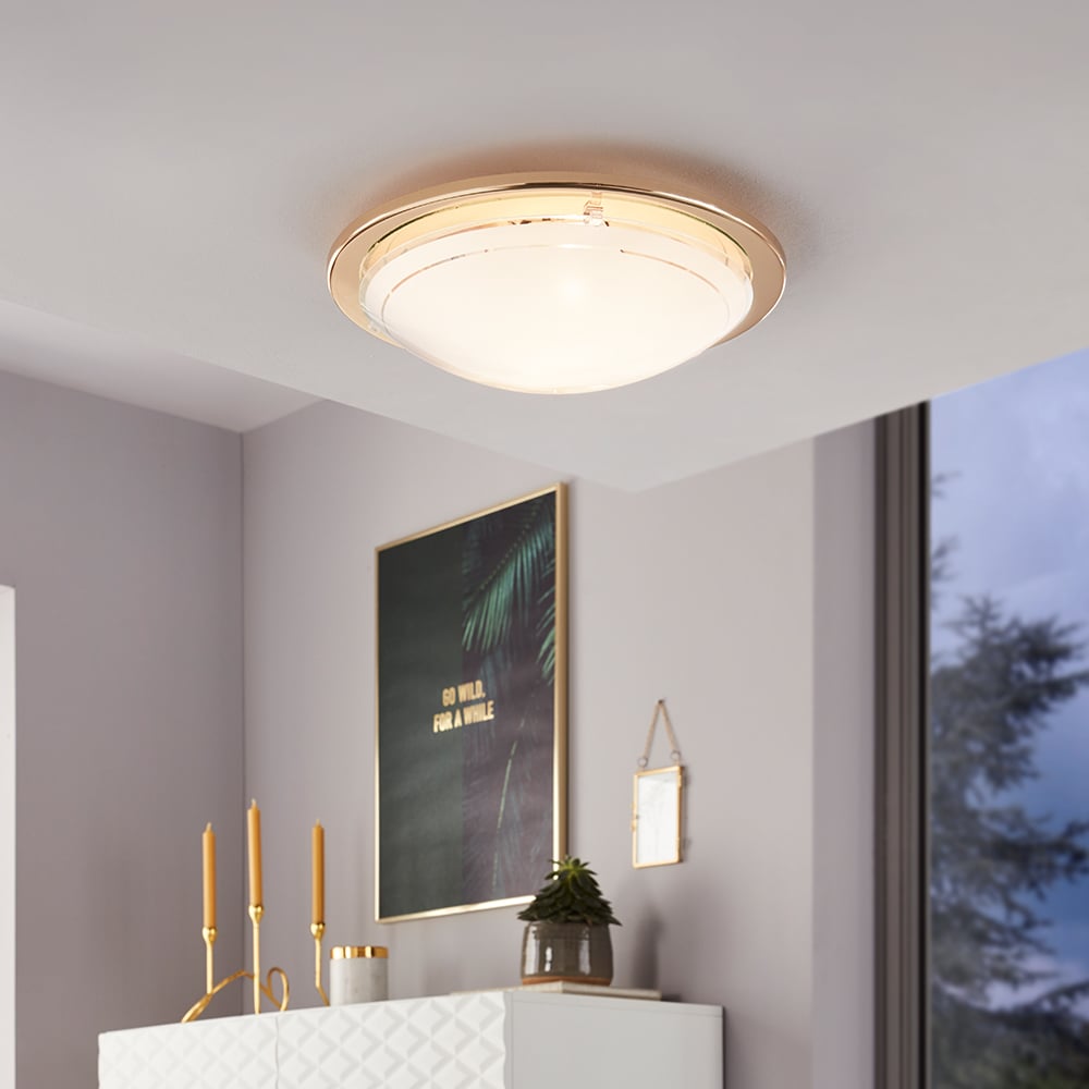 PLANET 1 wall/ceiling light steel brass / painted glass white, clear 83157