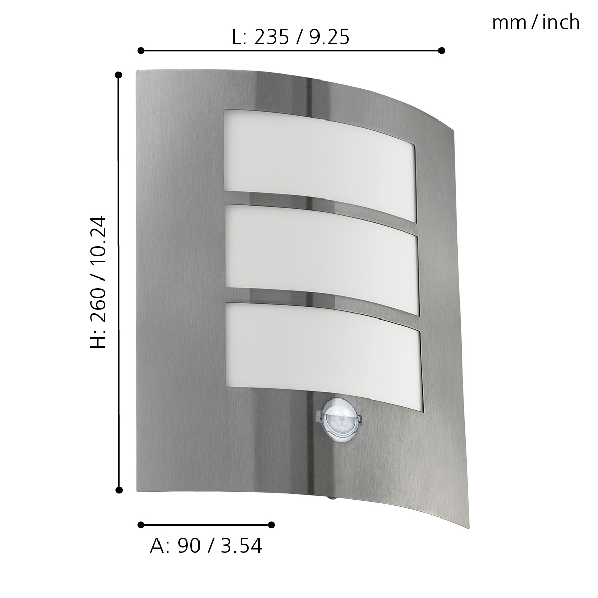 88142  CITY stainless steel wall lamp stainless steel / plastic white