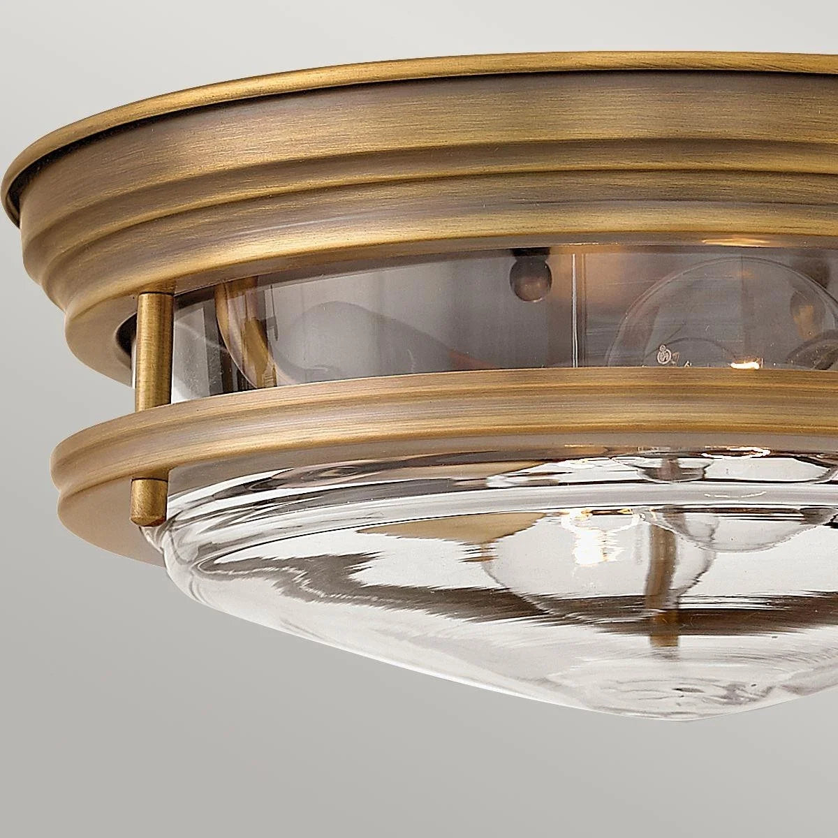 Quintessentiale QN-HADRIAN-FS-BR-CLEAR Hadrian 2 Light Flush Ceiling Fitting with Clear Glass and Brushed Bronze IP44