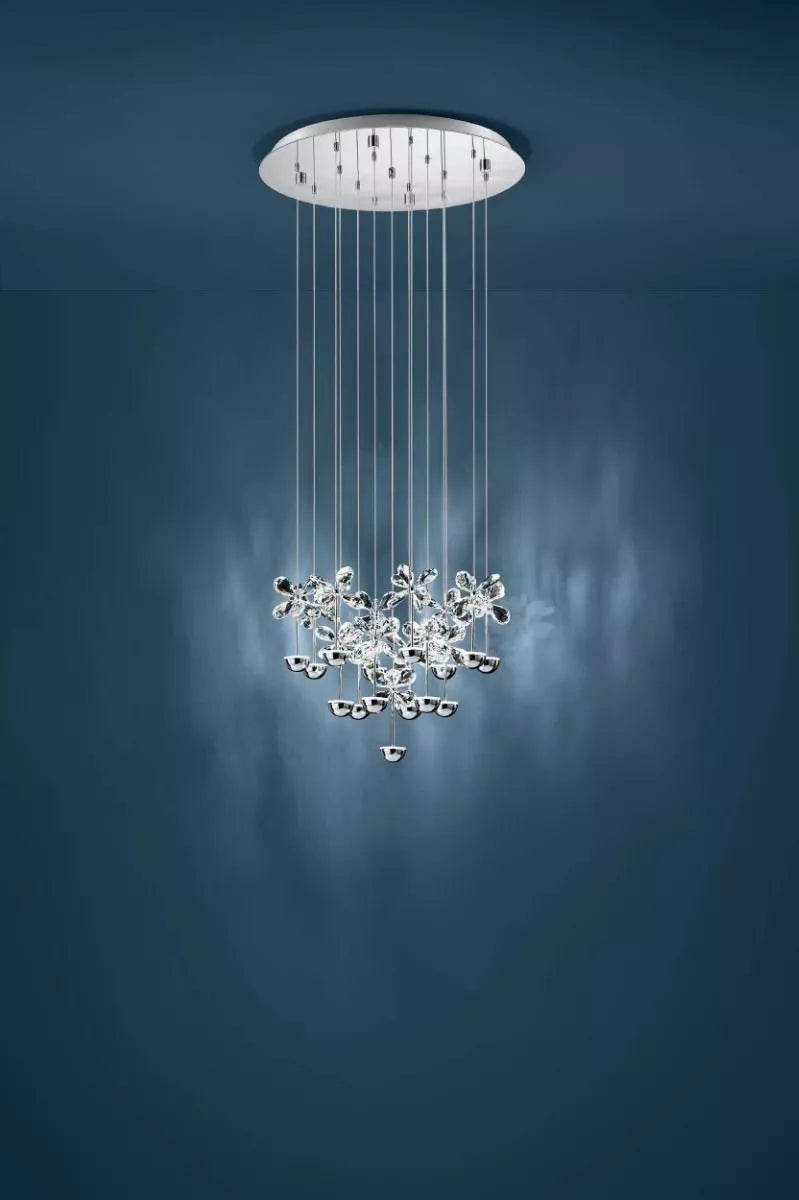 Pianopoli 93662 Eglo Pendant LED Diam.500 Chrome/Crystal