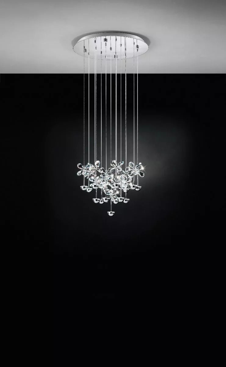 Pianopoli 93662 Eglo Pendant LED Diam.500 Chrome/Crystal
