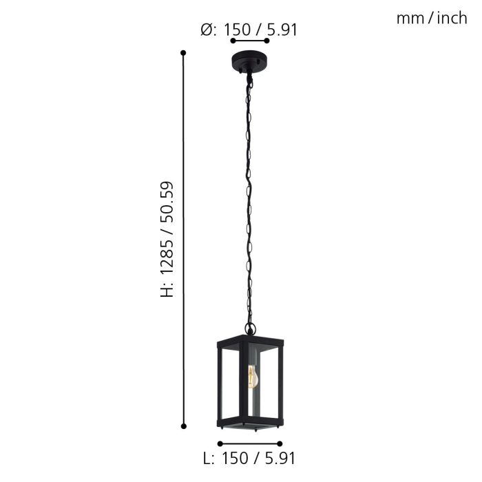 94788  ALAMONTE 1 pendant lamp, clear glass and steel