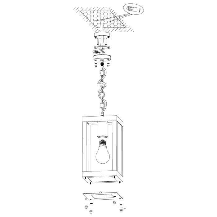 94788  ALAMONTE 1 pendant lamp, clear glass and steel